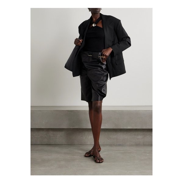 클레로 더블 브레스트 그랑 드 푸드르 울 혼방 블레이저 블랙