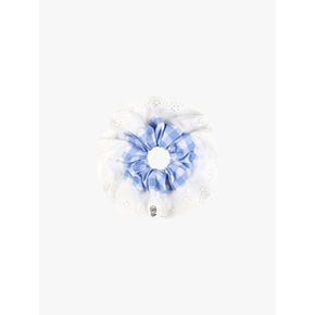 CHECK LACE SCRUNCHIE_BLUE