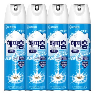  해피홈 에어로솔 수성 무향 500ml X 4개