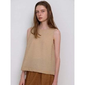 mildy sheer sleeveless blouse-beige