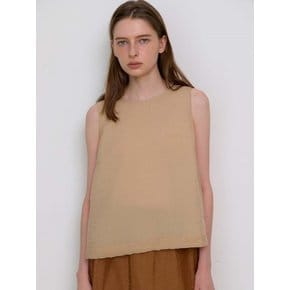 mildy sheer sleeveless blouse-beige