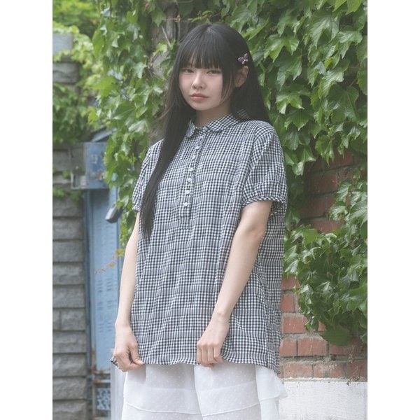 Button Detail Check Shirt _Black