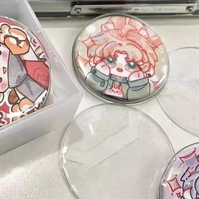 /느낌상점 원형 캔뱃지 커버 투명 보호 파우치 PVC 커버 보관함