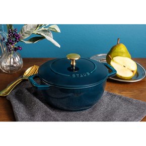 staub 스토우브 [와나베 라메르 M 18cm 황동 노브 사양] 양손 주물 법랑 냄비 밥솥 2합 IH대응