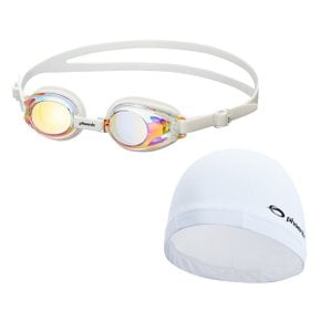 아동 미러수경 PN 505JM_화이트 + 스판수모 _화이트 SET