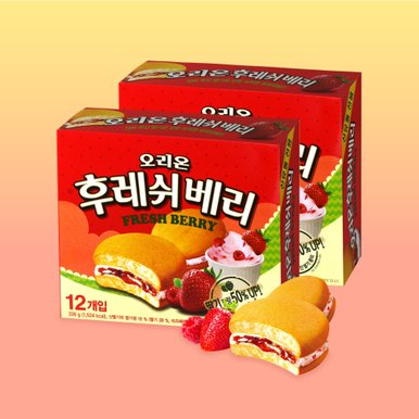 오리온 후레쉬베리 12개입 336g x 2곽/ 과자 간식 파이