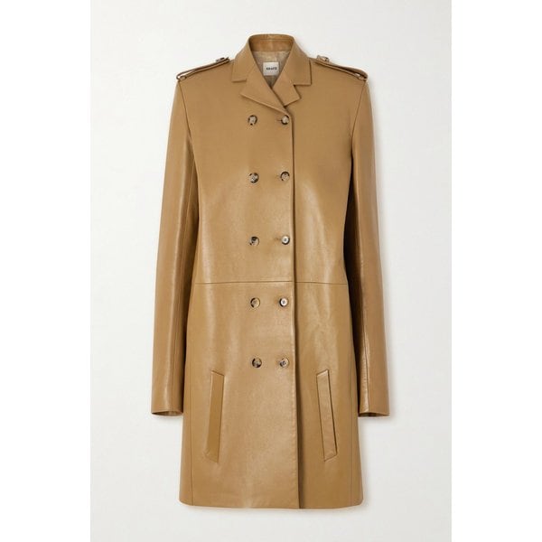 케이트 사드라 더블브레스트 가죽 코트 베이지 46376663163044424