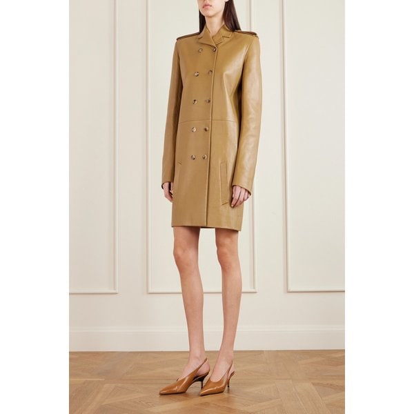 케이트 사드라 더블브레스트 가죽 코트 베이지 46376663163044424