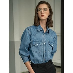 SITP5067 western denim shirt_Medium blue