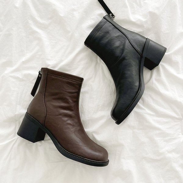 심플 라운드토 기모 앵클부츠 LSLE2542