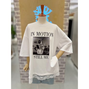 레코브 밑단 레이스 오버핏 티셔츠(SB41E9ST056X)