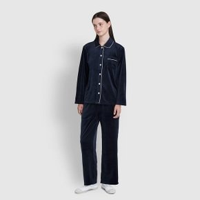 여 밍크 플리스 플랫 카라 파자마 세트 J215401017056