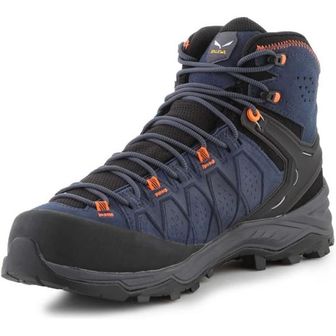  영국 살레와 등산화 SALEWA Mens Ms Alp Trainer 2 Mid GTX Hiking Boots Dark Denim Fluo Orang