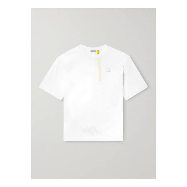 몽클레어 에이셉 라키 로고 아플리케 코튼 저지 티셔츠 화이트 46376663162955573