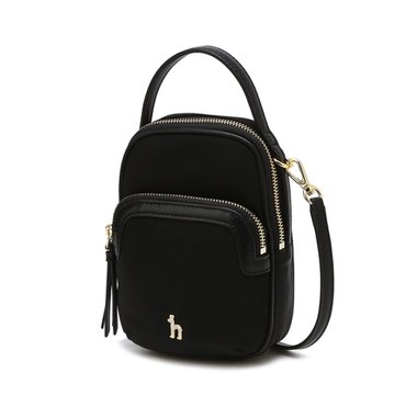 헤지스 [CRYSTAL PUPPY] 블랙 나일론 더블지퍼 큐빅장식 크로스 미니백 HIWA5E430BK