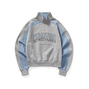 Half Zipup Color Block Sweatshirt_Melange Gray