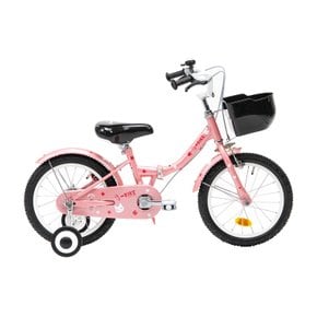 삼천리 2025 아이바이크 40.64cm(16인치) 라이트핑크 접이식 보조바퀴자전거 체인자전거