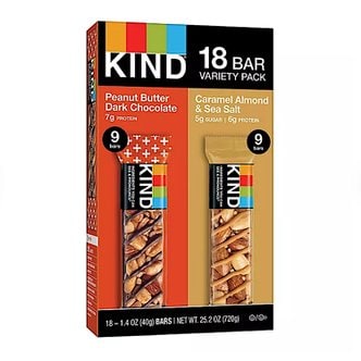  카인드 견과바 피넛버터 다크초콜릿 & 카라멜 아몬드 씨솔트 KIND bar 18개입