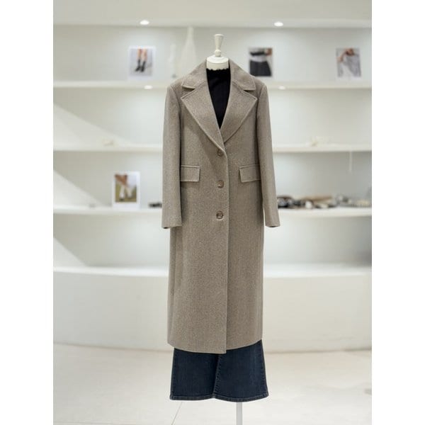 [여주점] 여성 카라넥 헤링본 롱 코트 (L254PSH036)