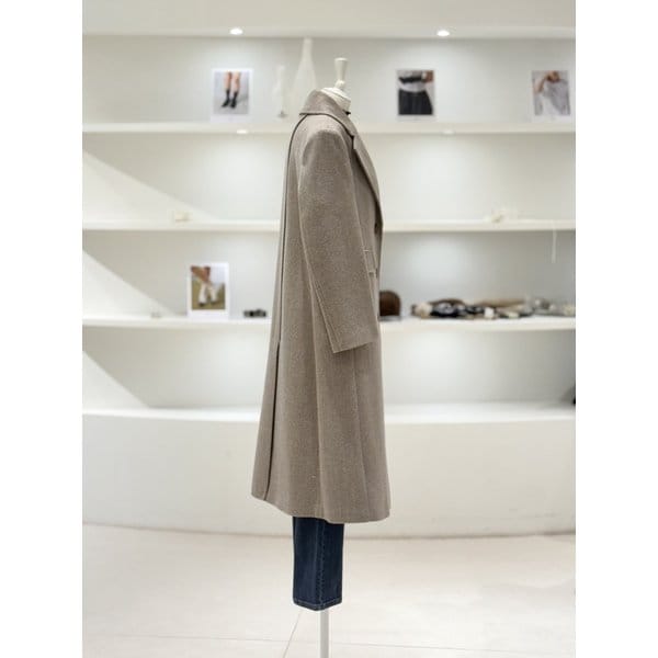 [여주점] 여성 카라넥 헤링본 롱 코트 (L254PSH036)