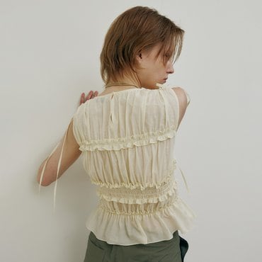 레이브 Shirring Smocking Sleeveless Blouse VW5MB127_2color