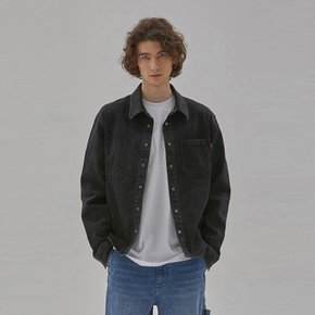 DENIM SEMI OVER FIT STON WASHING SHIRKET BLACK