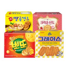 크라운 추억의 샌드과자 세트 (총 4개 / 국희 1개 + 산도딸기 1개 + 뽀또 1개 + 그레이스 1개)