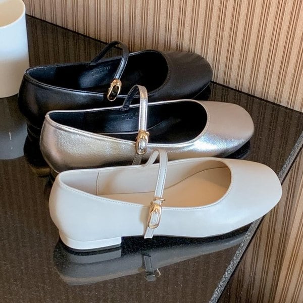 [옷자락] 여자 봄데이트룩 메리제인 사각코 클래식 플랫슈즈