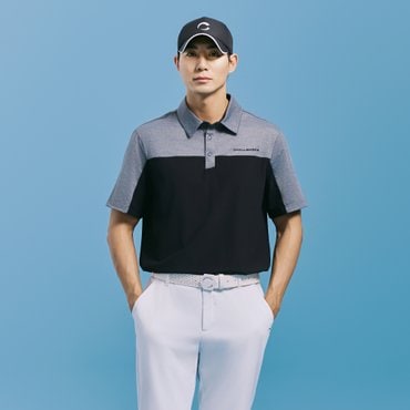 챌린저 남성 트리코트 컬러블록 카라 반팔 티셔츠