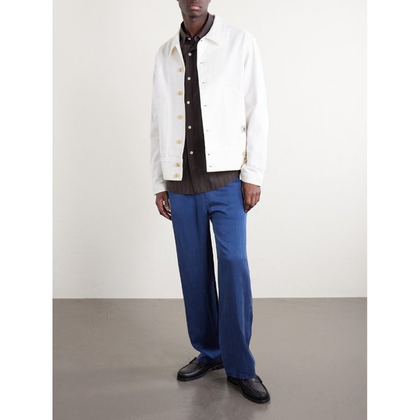 레미 릴리프 스트레이트 실크 코튼 블렌드 새틴 팬츠 46376663163074111