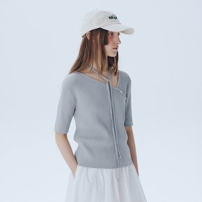 Asymmetric V-Neck Sweater_LIGHT GREY