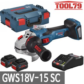 GWS18V-15SC 4인치 충전그라인더 18V 8.0Ah *2개 100mm 6단계 속도조절 커넥티비티 킥백컨