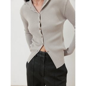 Slim High-Neck Cardigan_Gray