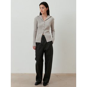 Slim High-Neck Cardigan_Gray