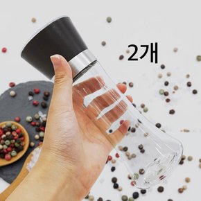 소금 후추 양념병 그라인더 180ml 2P세트 유리 통후추 갈이 조미료통 용기