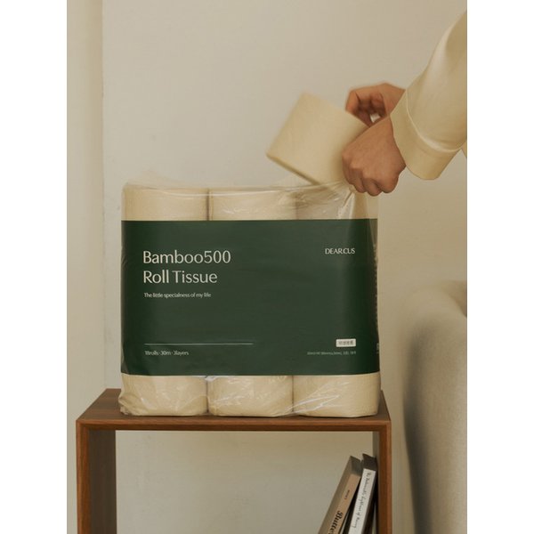 뱀부500 먼지없는 도톰한 친환경 대나무 화장지 휴지 18롤