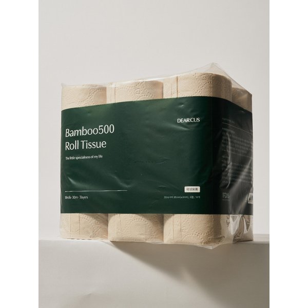 뱀부500 먼지없는 도톰한 친환경 대나무 화장지 휴지 18롤