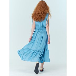 Summer pleated maxi dress_Blue