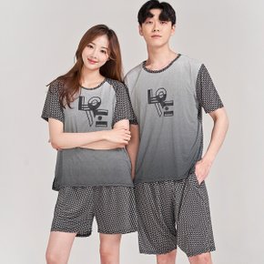 러브션 남녀 커플 냉감 아이스 반팔상하 여름잠옷 실내복 파자마