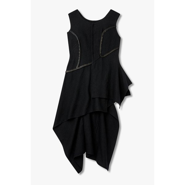 [FEMME]레더 파이핑 울 드레스 6615361400000