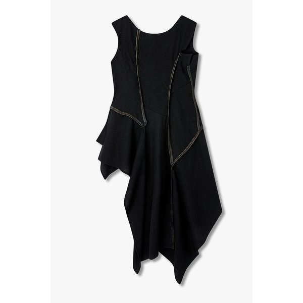 [FEMME]레더 파이핑 울 드레스 6615361400000