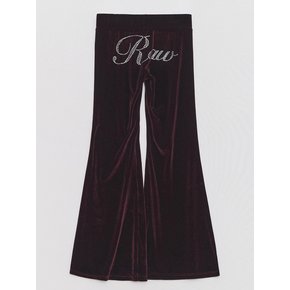 Cubic Logo Velvet Boots-cut Pants Wine