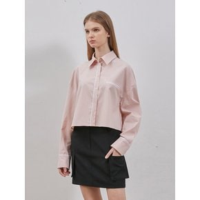 CROP TRIMMING STRIPE SHIRT PINK