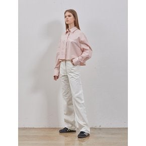 CROP TRIMMING STRIPE SHIRT PINK