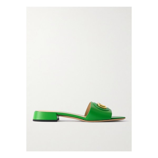 브이로고 장식 가죽 슬라이더 그린 1647597350615963