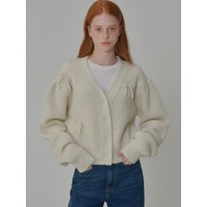 Mohair Ribbon Pointed Cardigan_Cream