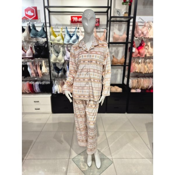 [시흥점] S 비너스 ) 밍크 극세사 노르딕 나염 여성 파자마 세트 VPA4487W-PK