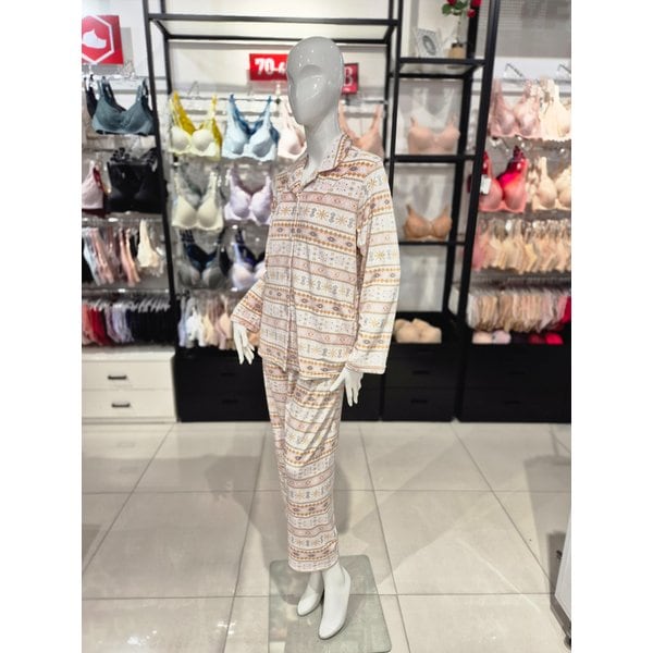 [시흥점] S 비너스 ) 밍크 극세사 노르딕 나염 여성 파자마 세트 VPA4487W-PK