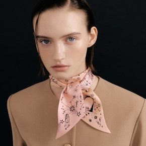 Zodiac Long Twilly Silk Scarf - Pink/Peach