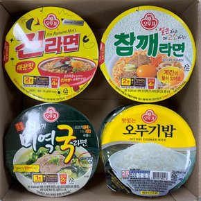 선물)오뚜기 진라면매운맛 큰컵 1입+참깨라면 큰컵 1입+쇠고기미역국면 큰컵 1입+오뚜기밥 3입